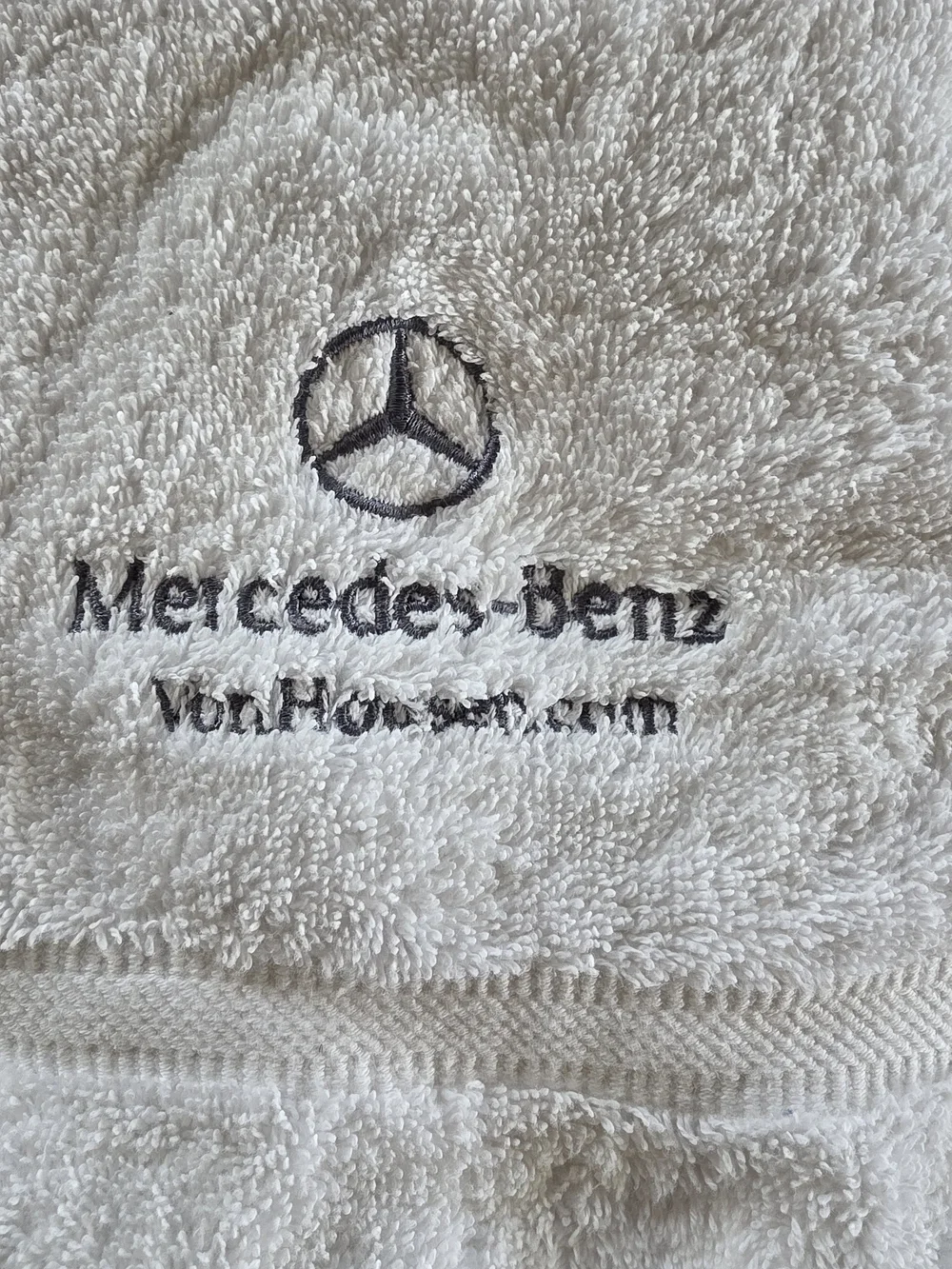 Mercedes-Benz Embroidered White 100% Cotton Logo Bath Towel 25 W x 50.5